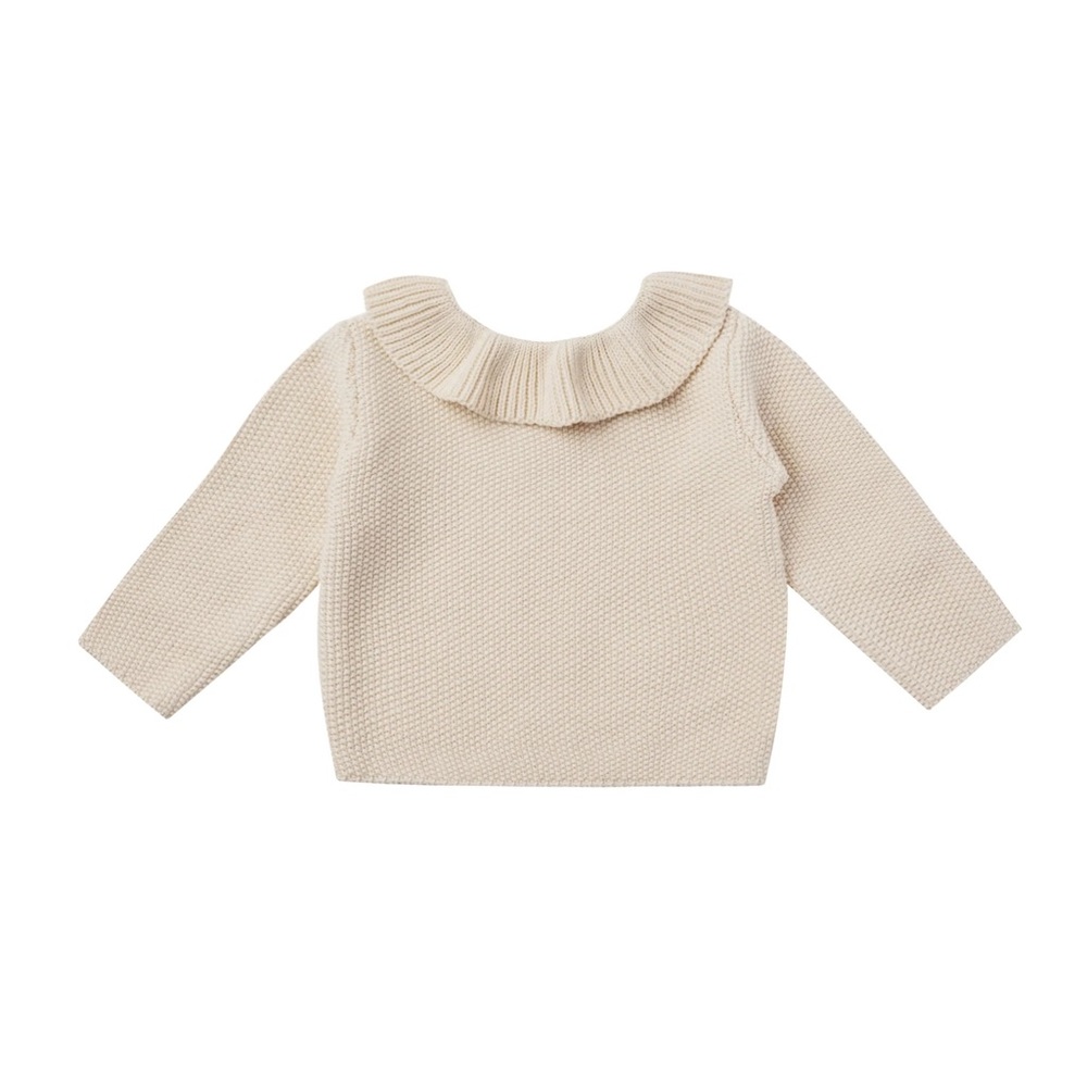 Quincy Mae Ruffle Collar Cream Knit Sweater